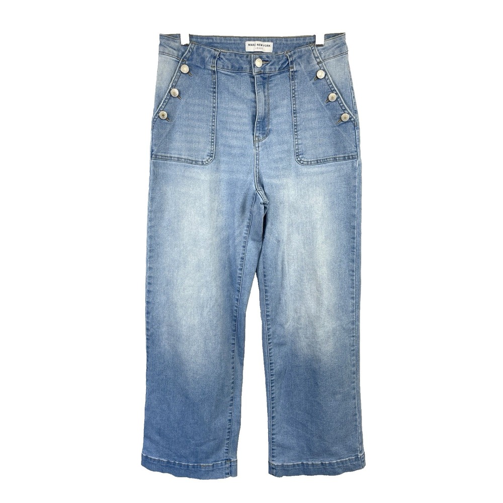 Marc New York Womens High Rise Wide-Leg Sailor Denim Jeans 12 Blue Casual Retro